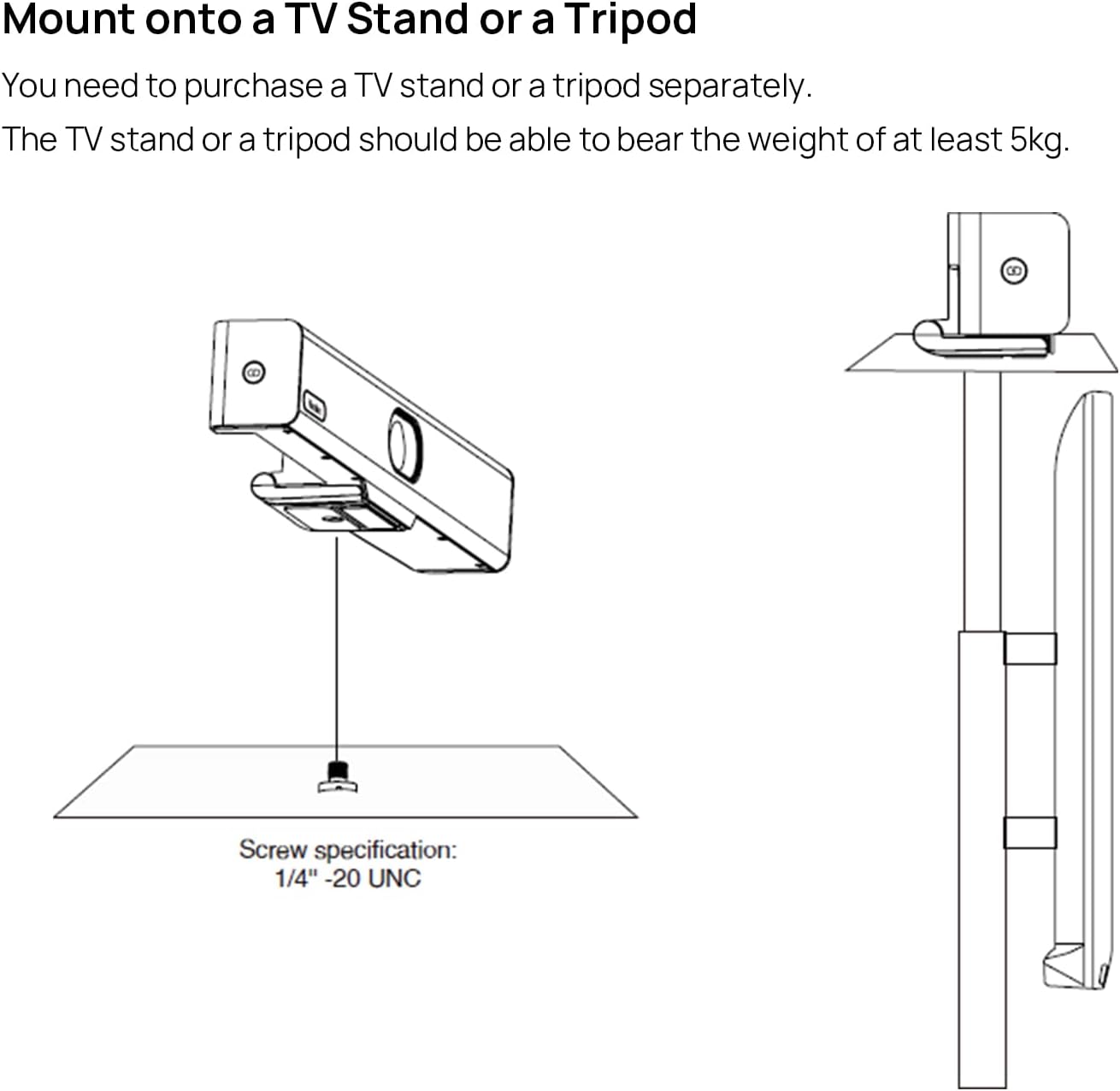 UVC34 4K (BRK-VC118), Yealink Wall Mounting Bracket for Webcam Mount on The Wall / Mount onto a TV Stand or a Tripod