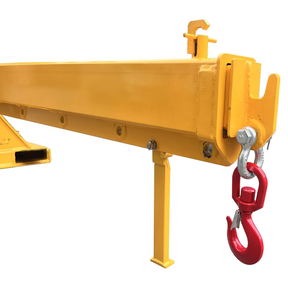 EQCOTWEA Adjustable Forklift Jib Boom Crane, 84-144inches Telescopic Boom Mobile Lifting Attachment, 0-75° Adjustable Tilt, 3T/6600LB Capacity, Forklift Extension Towing Handling Equipment