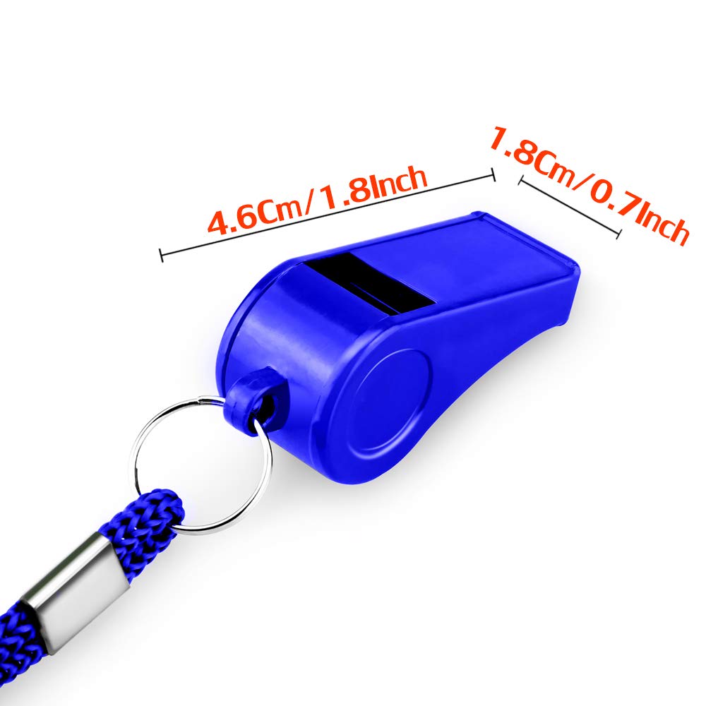 Hipat Whistle with Lanyard, 2 Packs Blue Plastic Whistles, Extra Loud Sports Whistles Great for Coach, Referee, Basketball, Lifeguard, Survival