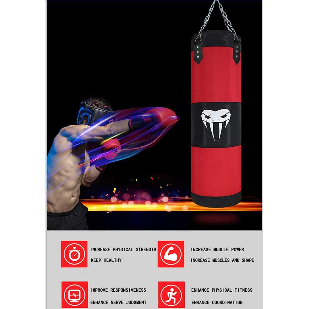 SOTF Heavy Bag Boxing Set Punching Bags for Adults Heavy Duty Hanging Punching Bag Unfilled Black Length 100cm
