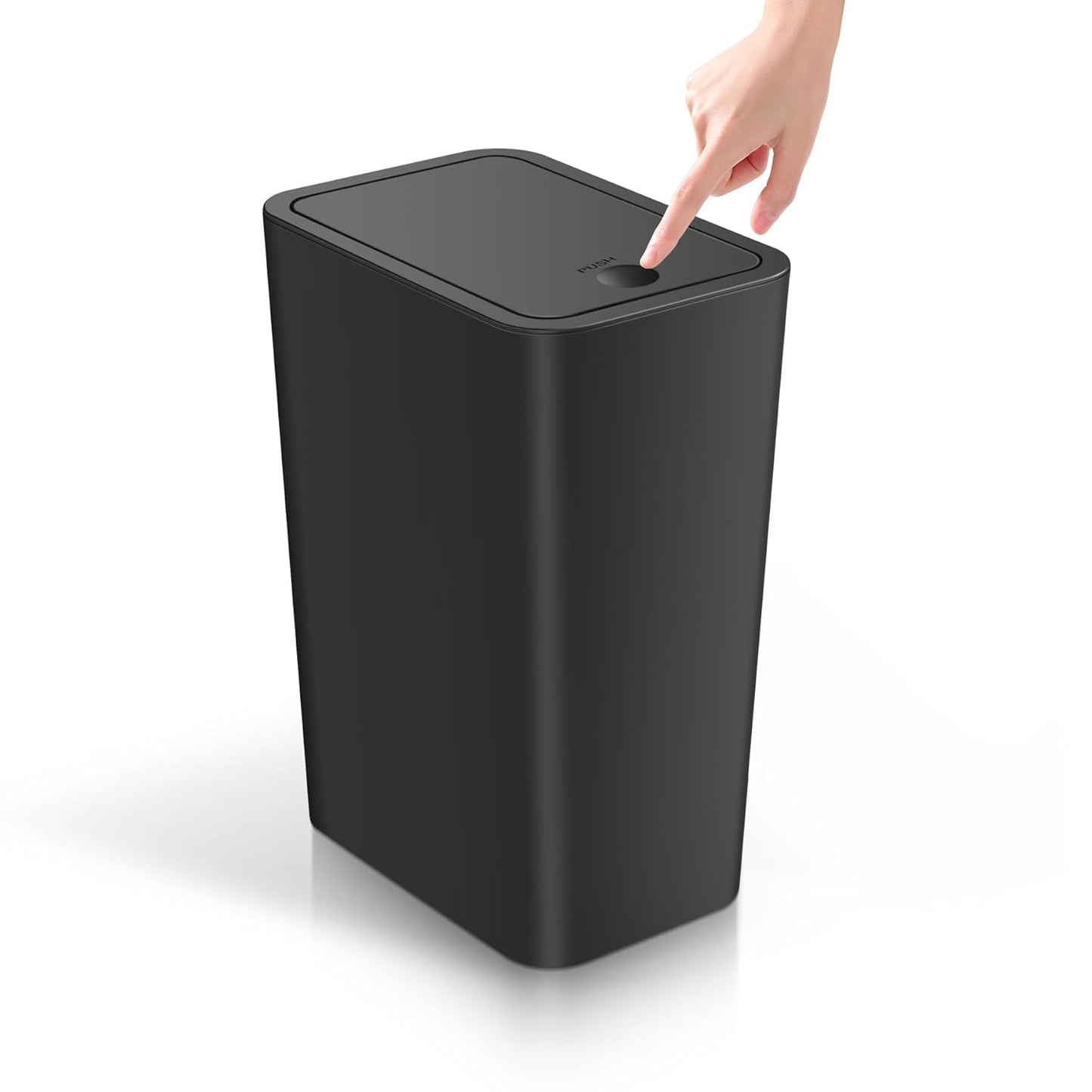 TIPGO Bathroom Trash Can - 4 Gallon Press Top Wastebasket with Pop-Up Lid | Black Plastic Design for Home & Office