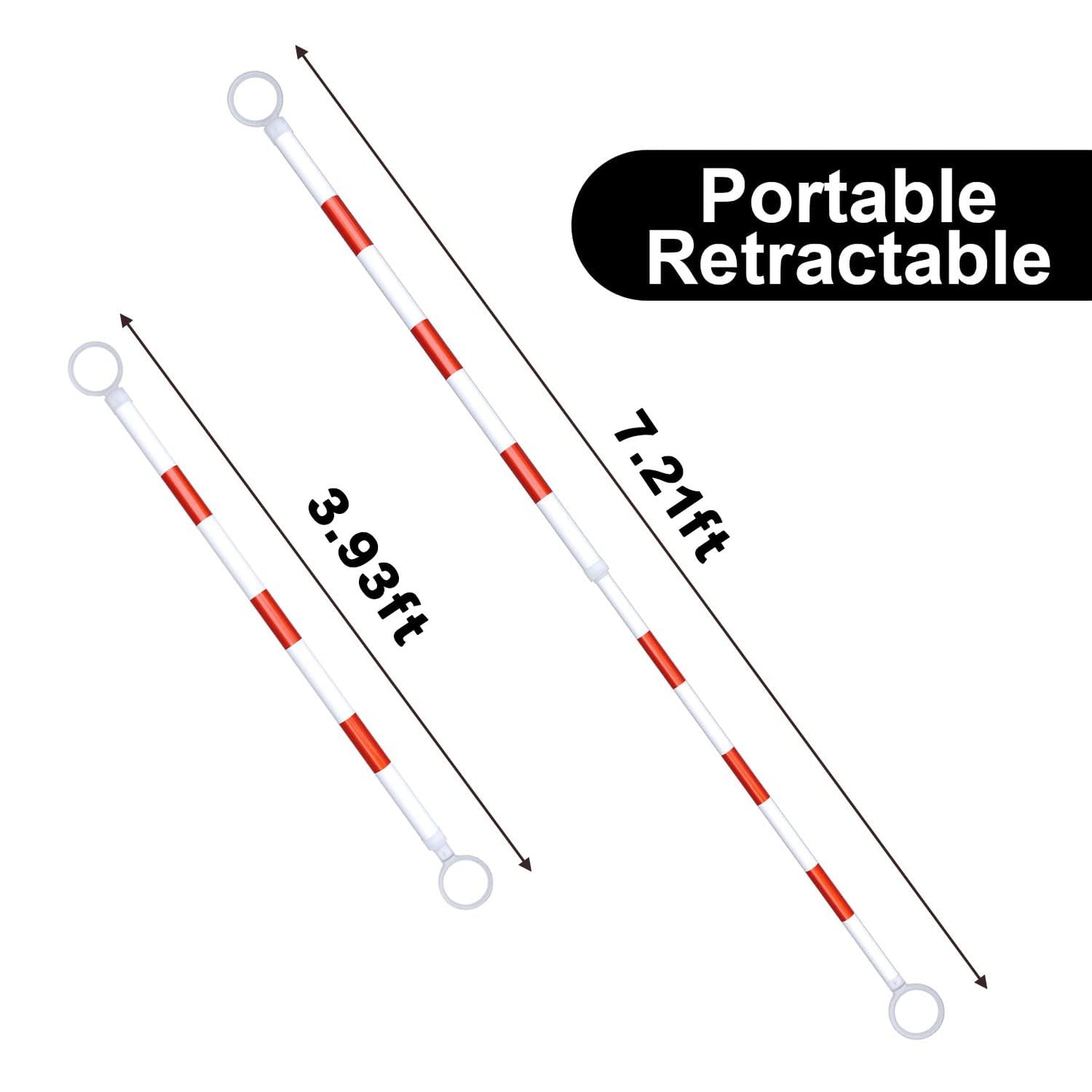 AIWFL 12 Pack Retractable Traffic Cone Bar from 3.93ft to 7.21ft, Expandable Traffic Cone Bar for Parking Lots Reflective Safety Cone Barrier Bar for Road Construction White/Red