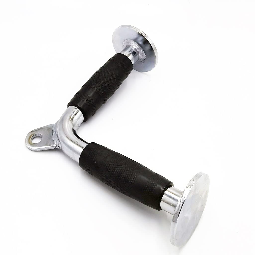 yuhqc V Shaped Press Down Bar, Strength Training Cable Machine Attachment with Rubber Handle, Chrome Finish Tricep Bar for Weight Workout, Universal Cable System Accessory