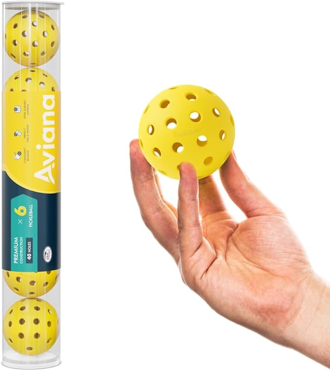 Aviana Outdoor Pickleball Balls - USAPA Approved for Tournament Play | Durable 40-Hole Design | Ideal for All Skill Levels | 6, 12 & 48 Packs