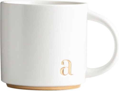 Collective Home Monogram Ceramic Mugs - 15 oz Golden Initial Coffee Cups | Elegant Personalized Gift Box