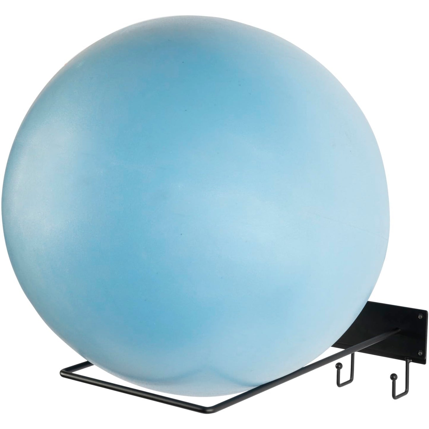 MyGift Industrial Matte Black Metal Wall Mounted Large Stability Ball Holder, Sport Gym Yoga Studio Hanging Storage Rack for Exercise Balls with 4 Accessory Hooks