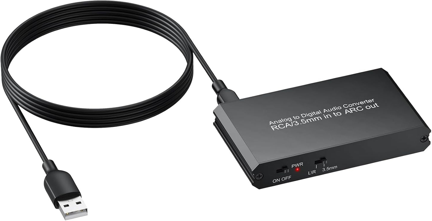 CAMWAY 3.5mm TV,Computer,MP3 Analog to Digital Audio Converter - to ARC, RCA to ARC for Old Player,Projector