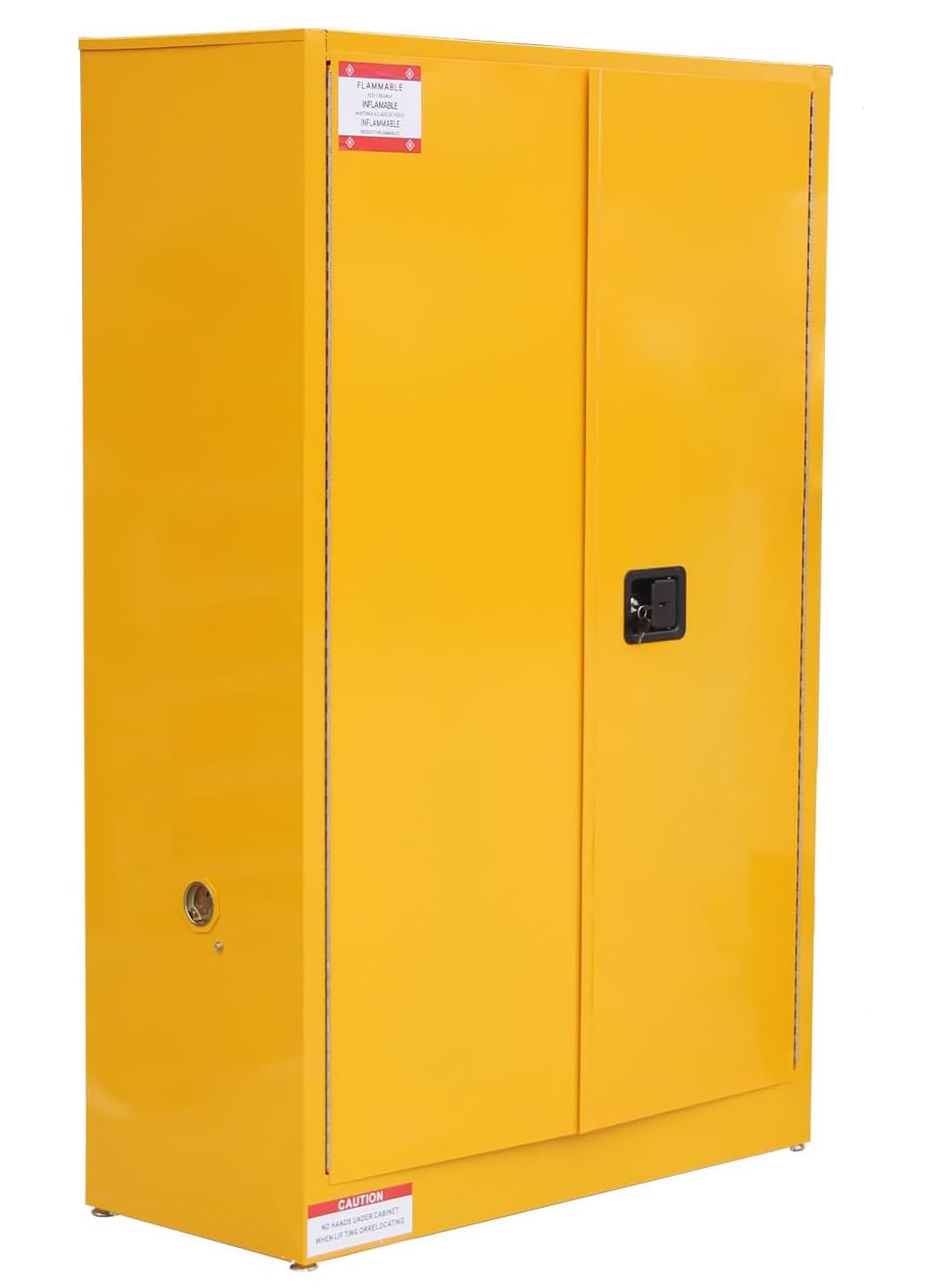 45 Gallon Flammable Safety Cabinet, Industrial Yellow Steel Storage for Flammable Liquids, Fireproof Double-Wall Design with 2 Adjustable Shelves, Manual Close Doors & Dual Vents, OSHA Compliant