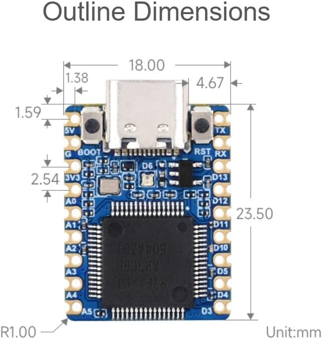 TUOPUONE RA4M1-Zero 32-bit MCU-RA4M1, 48MHz Mini Development Board, Based On Operating Frequency, Built-in FPU