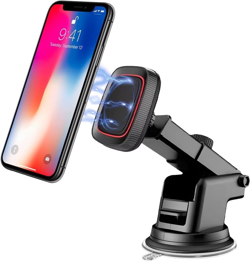CarsMinders 360 Magnetic Phone Mount for Car Industrial Suction Cup Dashboard & Windshield Holder with Telescopic Arm