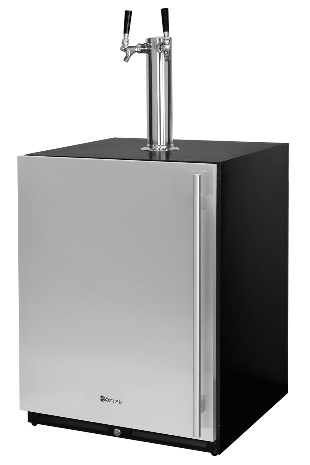 Kegco 24" Wide Dual Tap Stainless Steel Built-In Left Hinge Kegerator with Dispense Kit