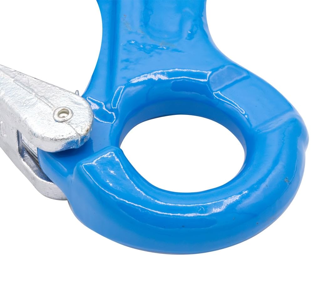 Mytee Products 2 Pack 3/8" G100 Eye Sling Hook with Safety Latch for Lifting & Rigging | 8,800 LBS WLL 35,200 LBS Break Strength | Fits G100 1/2" Chains Wire Ropes Slings Blue Alloy Steel ASME B30.29