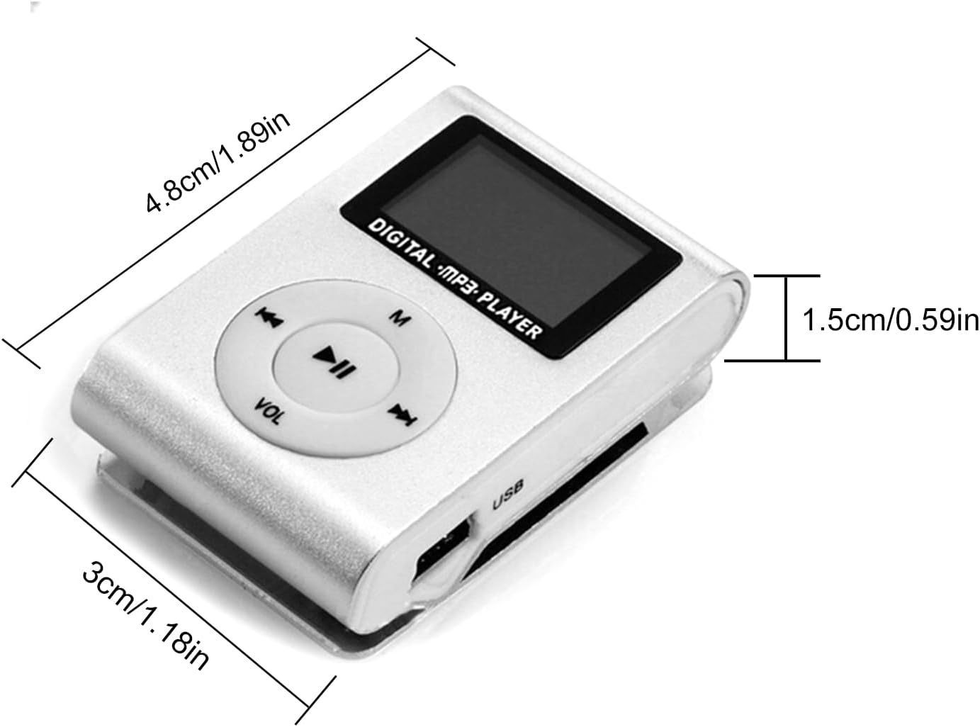 Diyeeni MP3 MiniMP3 32GB Mini Player, Portable Music Player with Clip, LCD Screen, Digital Music Media Player BackClip