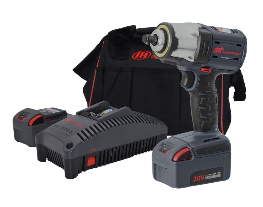 Ingersoll Rand W5133P-K22 3/8" 20V Cordless Impact Wrench 2 Battery Kit, 550 ft-lb Torque, Pin Retainer, Pistol