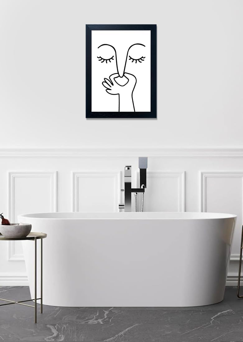 Regine Switzerland Black and White Bathroom Wall Art - Humorous Canvas Print for Modern Decor