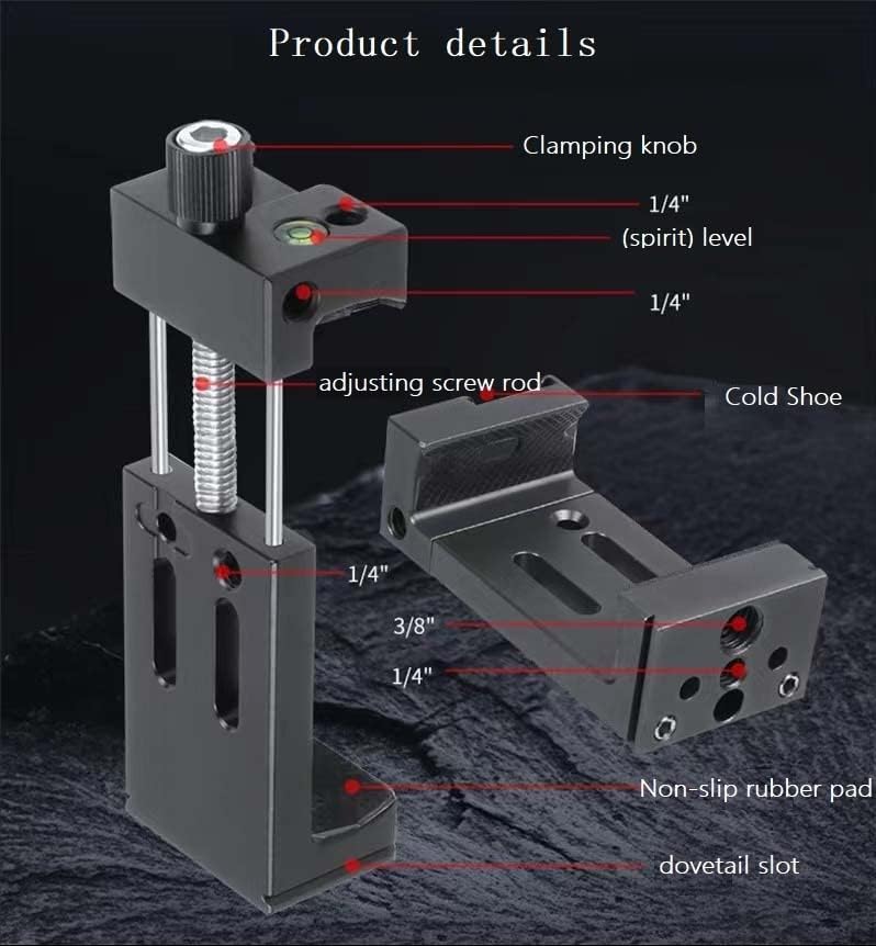 3 1/4" Port,360Rotation Aluminum Metal Phone Tripod Mount with Cold Shoes & Arca Cell Phone Tripod Adapter for Phone
