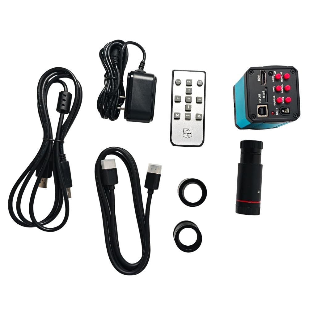 LUOYIILEA 37MP 1080P 60FPS Microscope Camera, HDMI USB C-Mount Industrial Microscope Camera with 30mm/30.5mm Adapter for Lab Research & Inspection, 2K Video Output