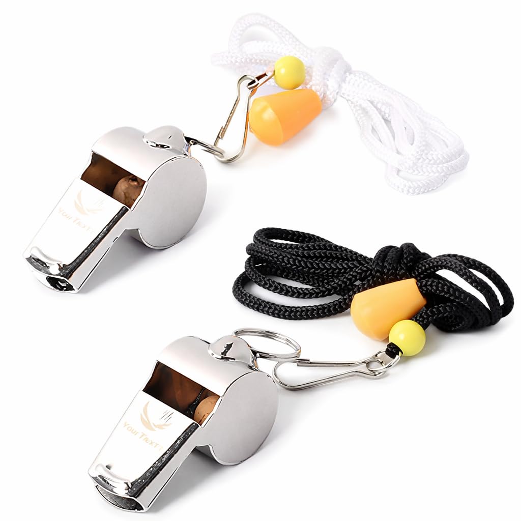 Runtasty Essential Metal Safety Whistle 2-Pack with Adjustable & Removable Lanyard – Lightweight, Durable Whistles for Sports, Coaching, Teachers, Outdoor Activities & Emergency Preparedness
