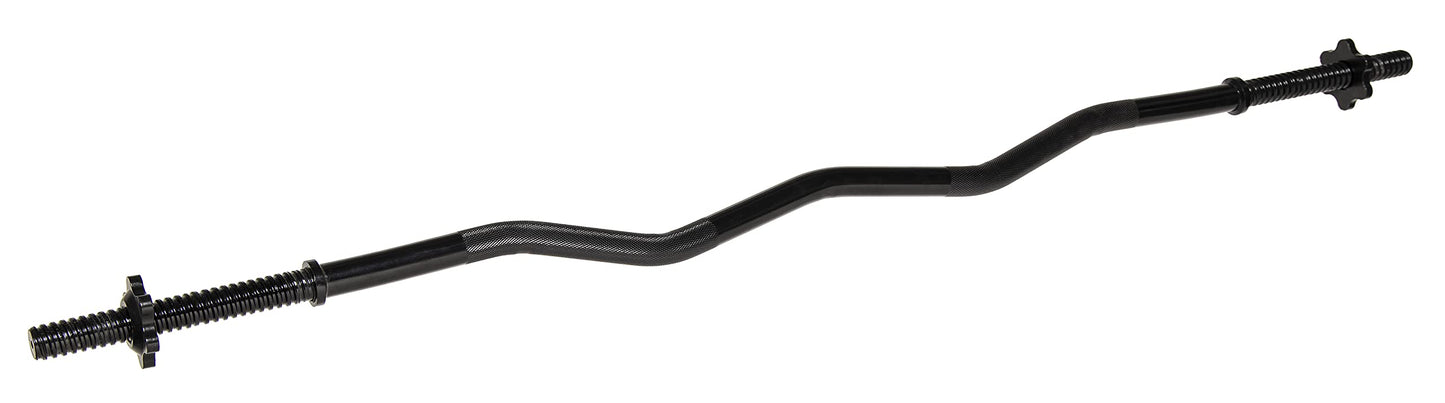 Signature Fitness Standard Olympic Super Curl Barbell Curl Bar Threaded Curl Bar, 48 inch, TH-CRUL-B