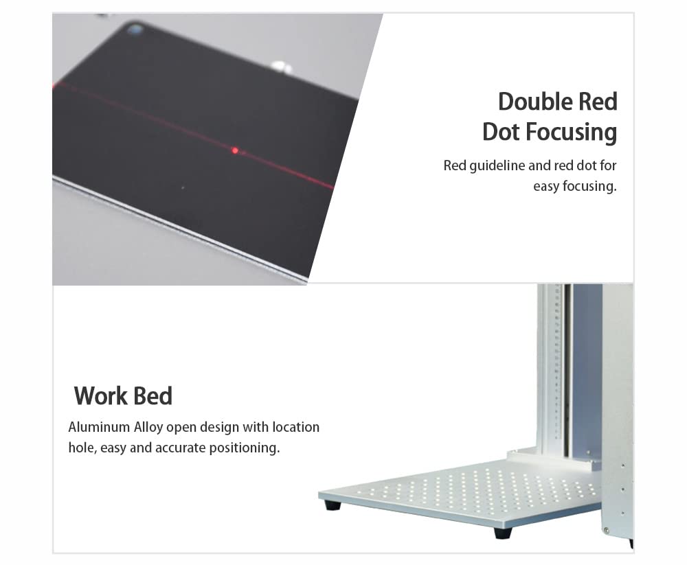100W JPT M7 MOPA Fiber Laser Marking Machine Fiber Laser Engraver 300×300mm with 80mm Rotary Axis and Heightened 800mm Tower Lightburn Compatible Class 1 Laser Output Power 0.39mW