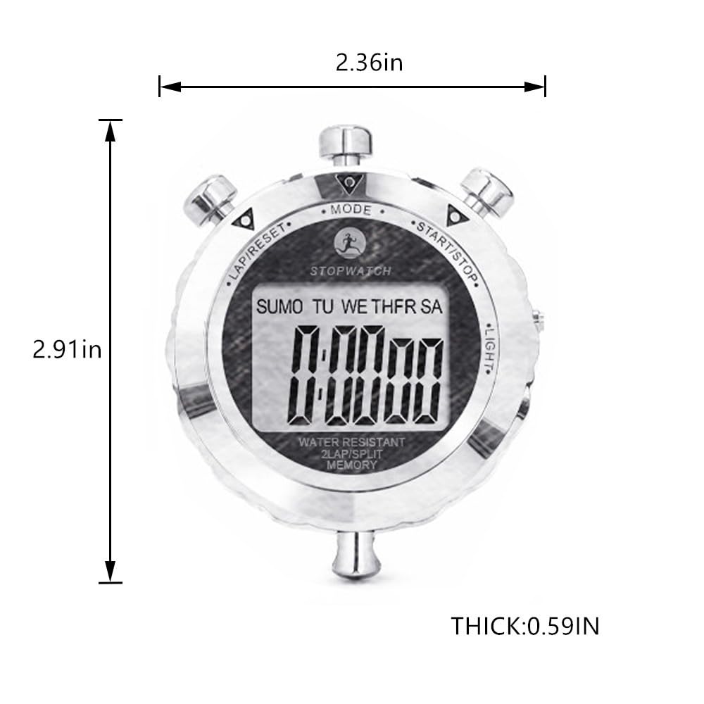 Metal Stopwatch with Backlight, 0.01 Second Timing Stopwatches Timer, 2 Lap Memory for Sports Coach Running Basketball
