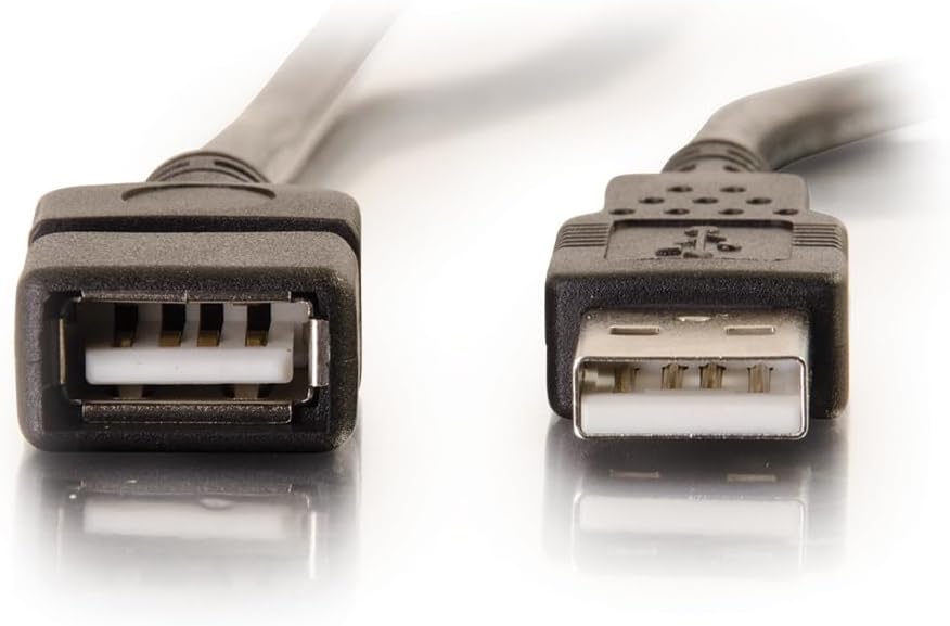 C2G 52107 6.56 (2 USB A to A Long USB Extension Cable, Feet Meters), Black