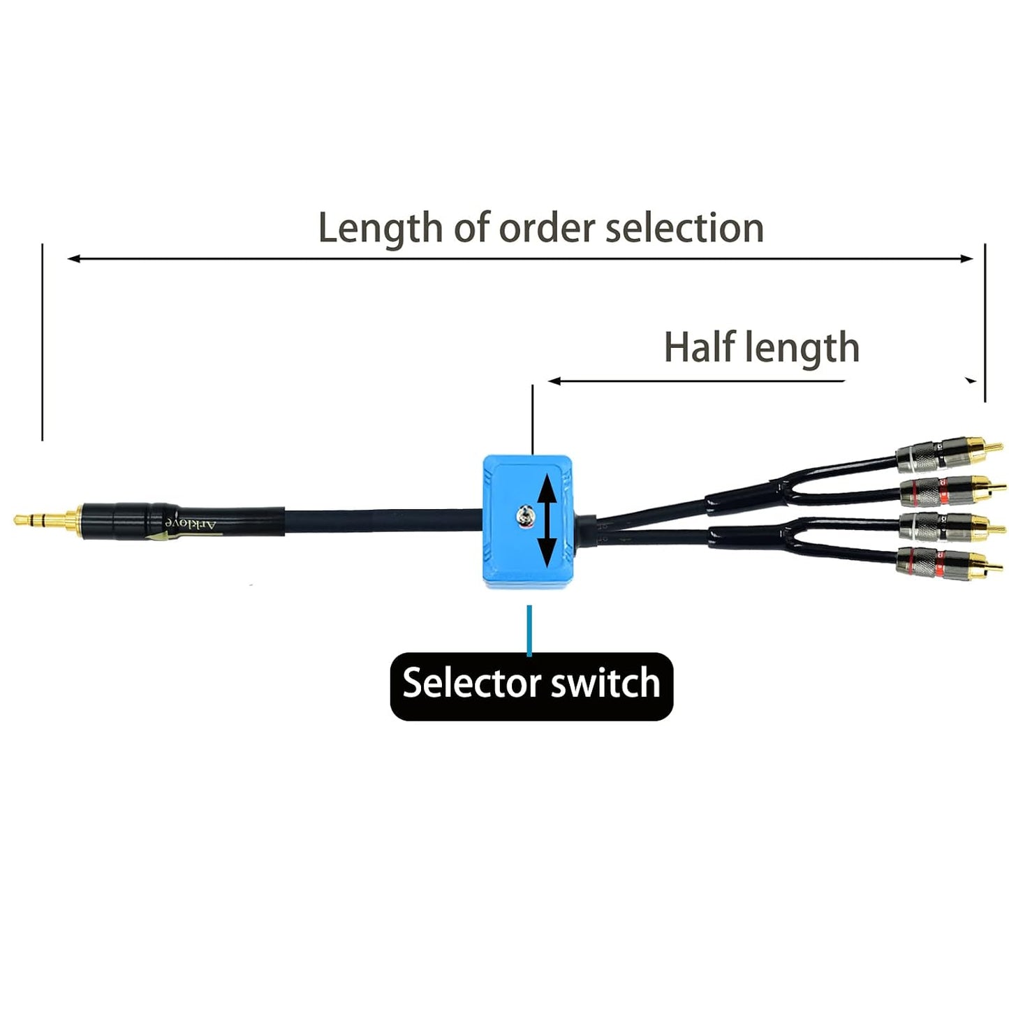 1ft 1/8" inch 3.5mm 2 1 1 2 mp3 Arklove Sound Channel swicher aux Input RCA Output Switch Selector in Out R/L Stereo