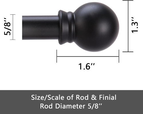 GXOACKJ Heavy-Duty Curtain Rod Set - Decorative Matte Black, 48 to 84 Inches, Includes Brackets