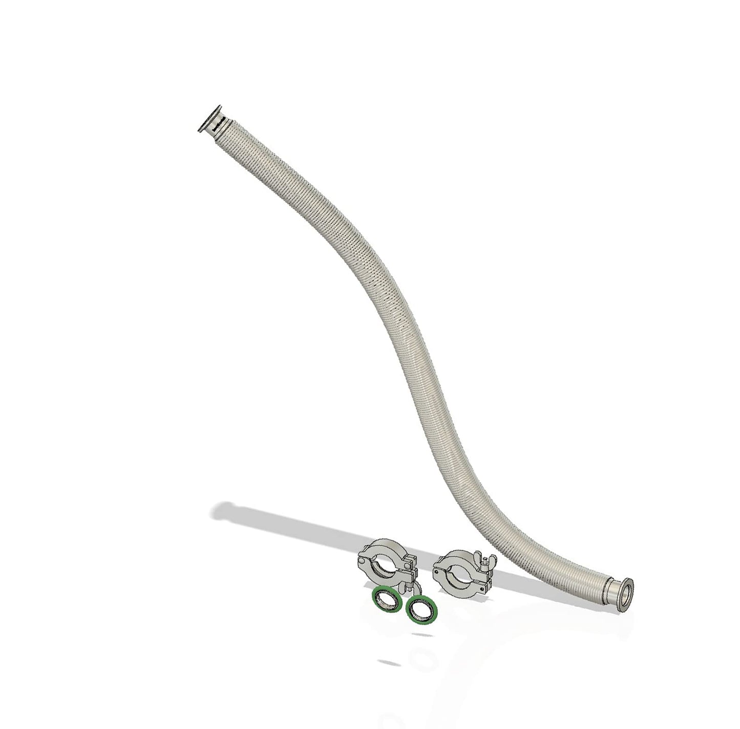 bmotiontech ISO-KF KF25 Corrugated Flexible Bellow Hose Set with 2X Aluminum clamp / 2X SS Centering Ring / 2X FKM O-Ring (8 feet KF25)