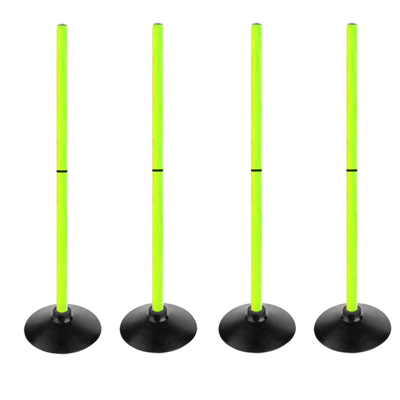 ASENVER Fluorescent Green Soccer Agility Poles Set Detachable Sports Trainning Speed Pole Slalom Poles with Rubber Base Sport Traning Equipment (Pack of 4, 3.3 FT)