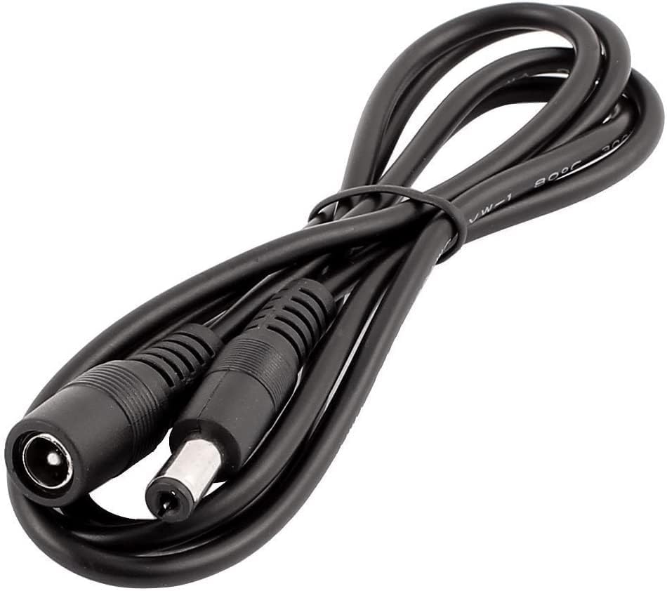 LitaElek 2pcs 1m 3.3ft 12V 5V-24V 5.5mm 2.1mm DC Extension Cable Extension Cord Power Cord x DC Jack Plug Adapter Male