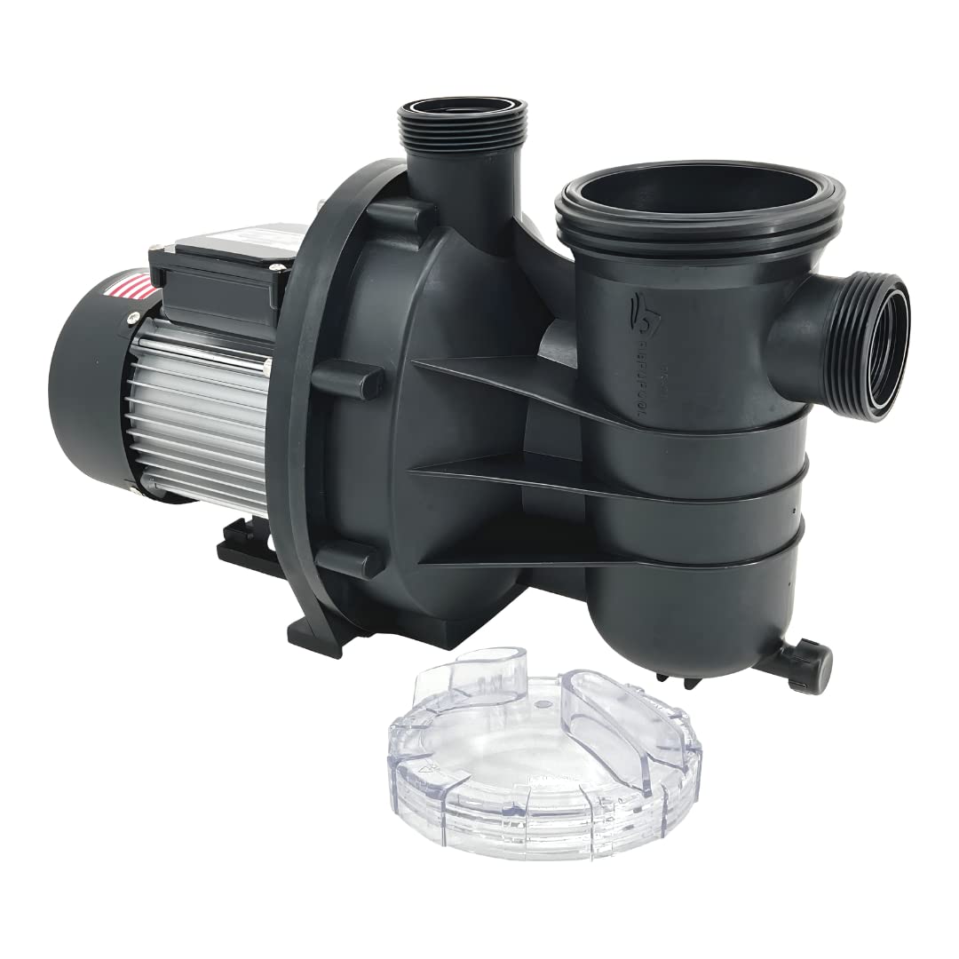 FibroPool 1HP Above Ground Pool Pump – 4500 GPH High Efficiency Motor, Clear Lid Strainer, 120V Pool Pump with Hose Adapters for Easy Installation, Heavy Duty ABG100