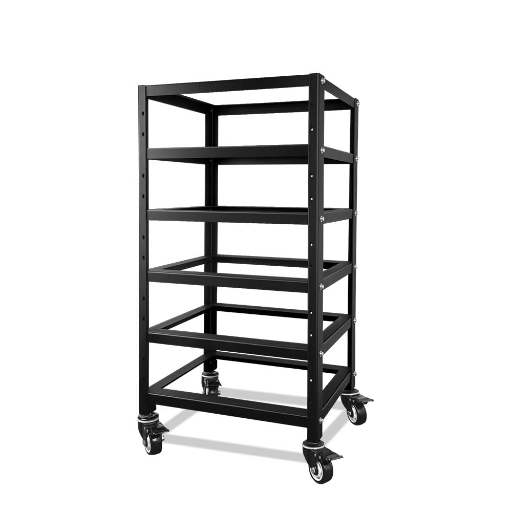SUNGOLDPOWER 3U Server Rack 5-Layer for Stackable 48V 100AH Rack Lithium Batteries, Open Ventilation Design with Wheels, for Solar System and Energy Storage