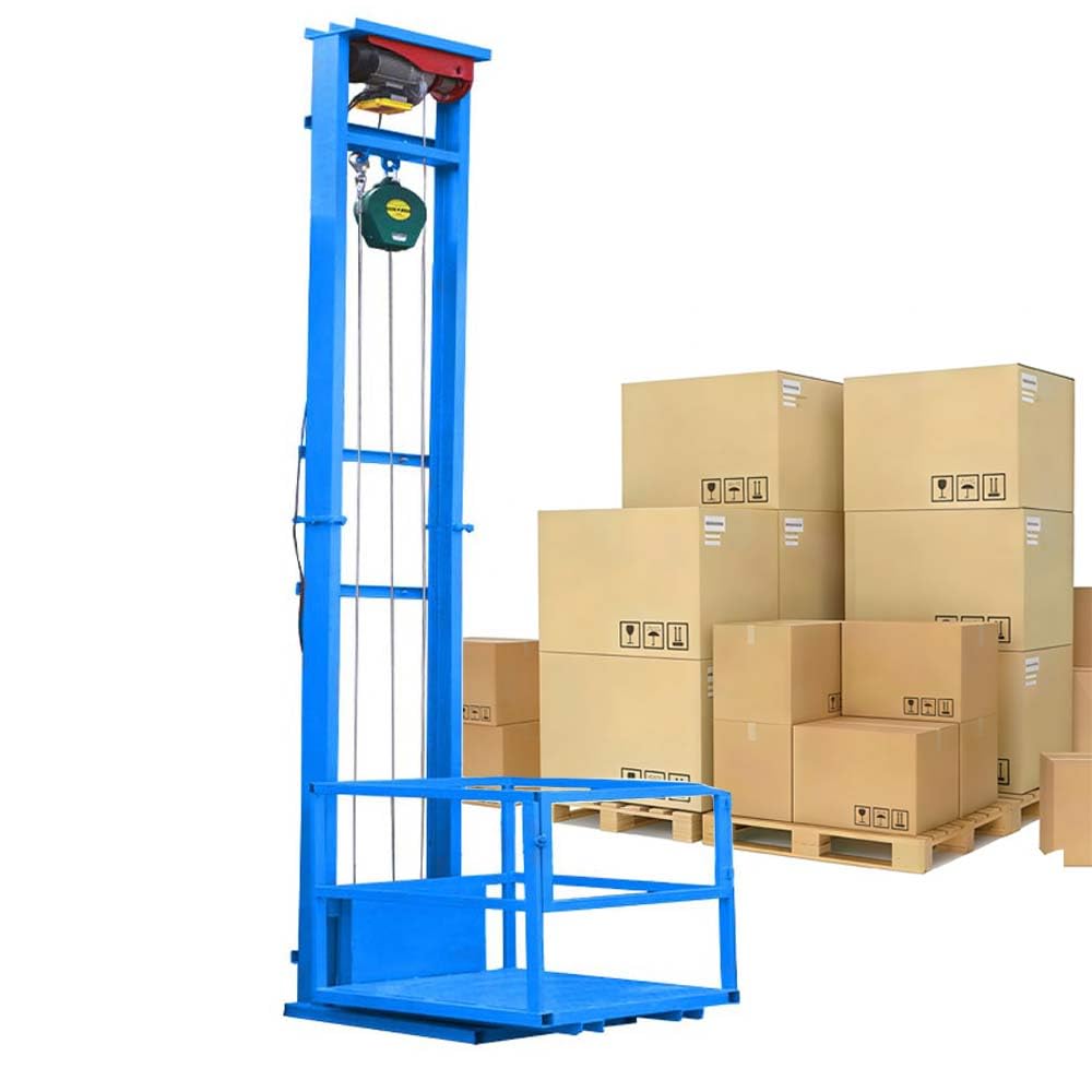 Electric Lifting Platform Heavy-Duty, Mobile Automatic Cargo Elevator 9.8FT Lifting Height Hydraulic Lifting Rail Hoist, for Indoor Outdoor Use, Warehouse, Dock (3M Lifting Height)
