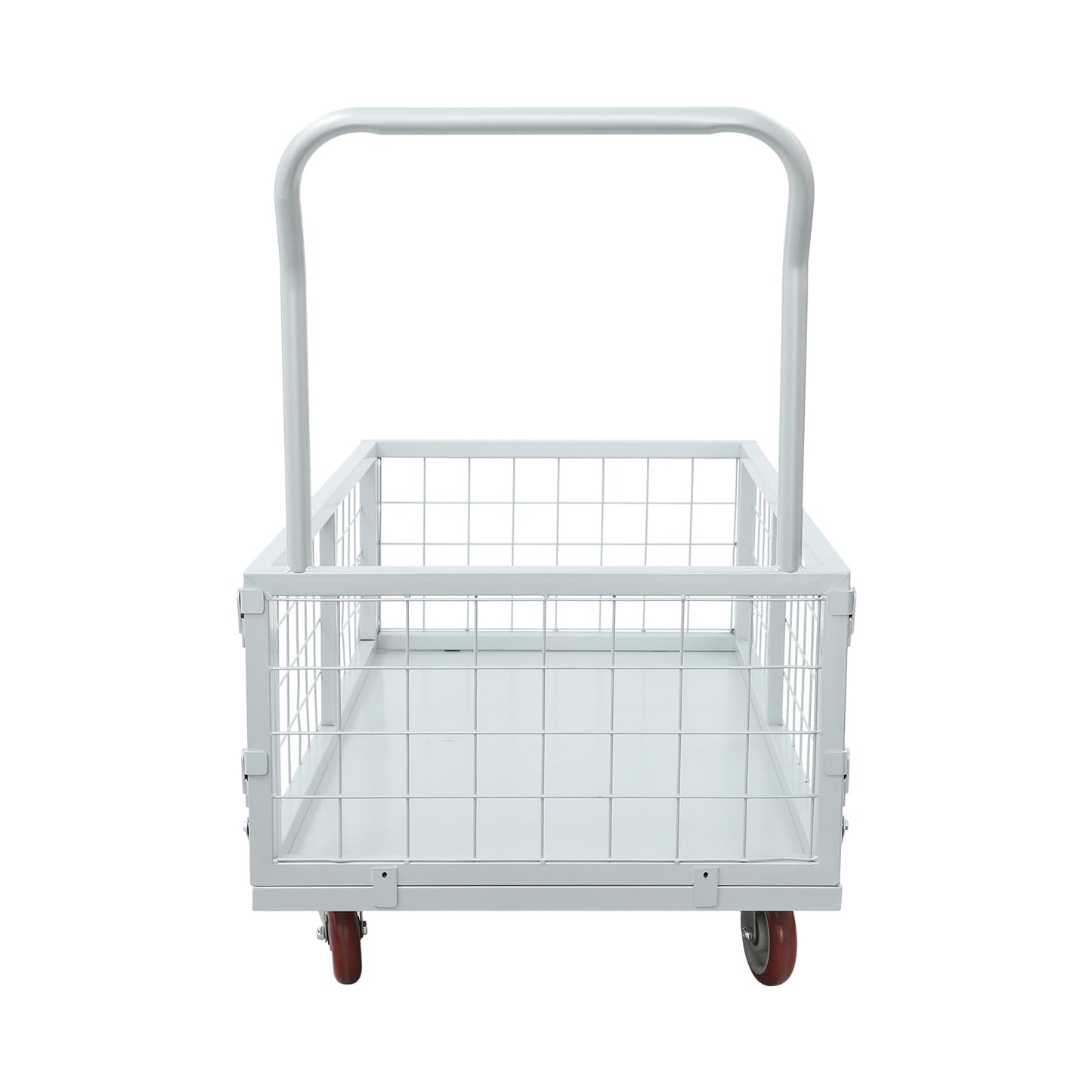 banborba Platform Truck Cart with Cage, 4-in-1 Heavy Duty Flatbed Cart, 2200lbs Capacity Hand Truck, Multi-Purpose Push Cart Dolly with 7" Casters for Groceries, Garage, Warehouse