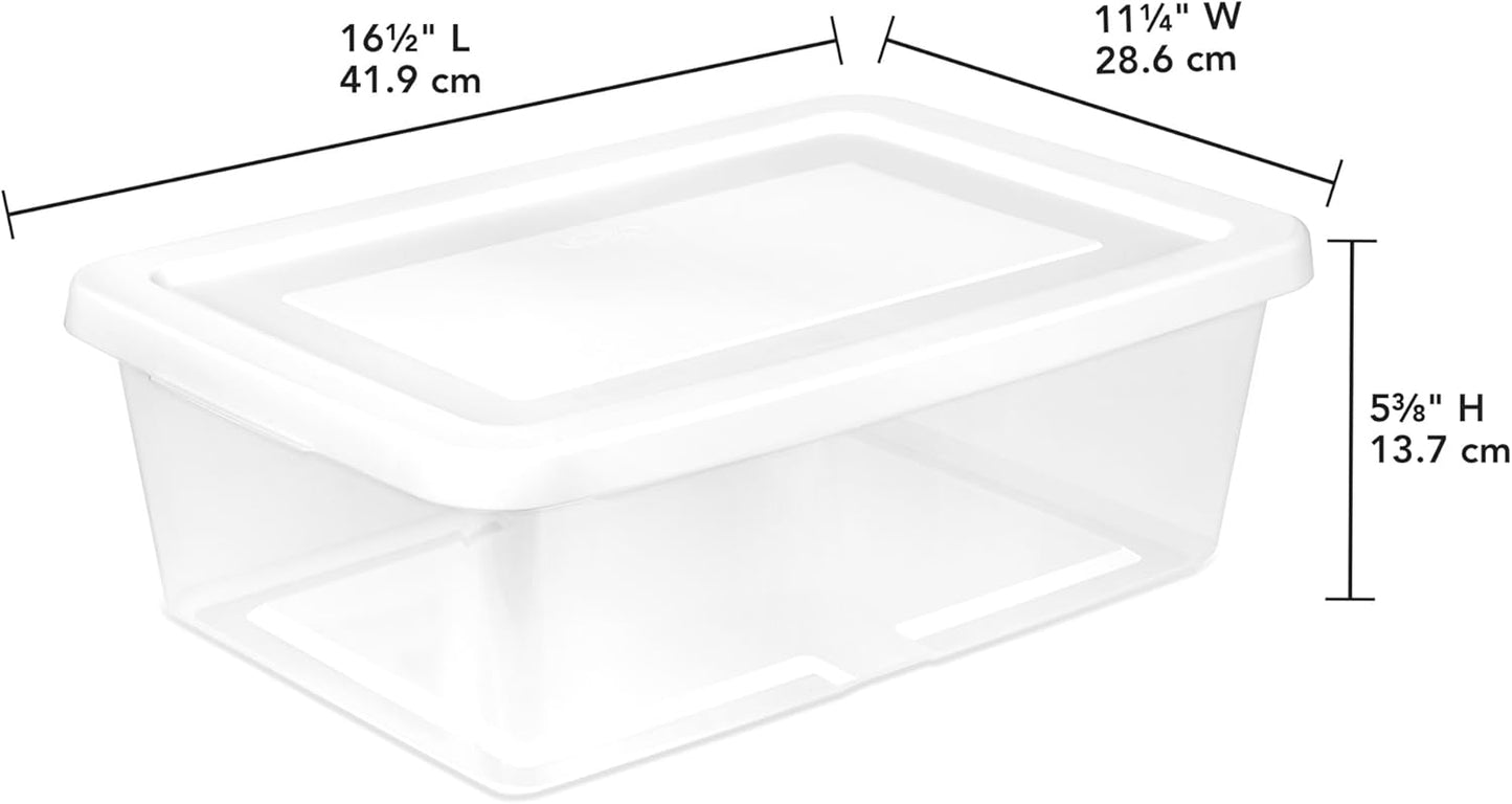Sterilite 12 Quart Storage Box - 12 Pack Clear Plastic Totes with Secure Snapping Lids for Organization