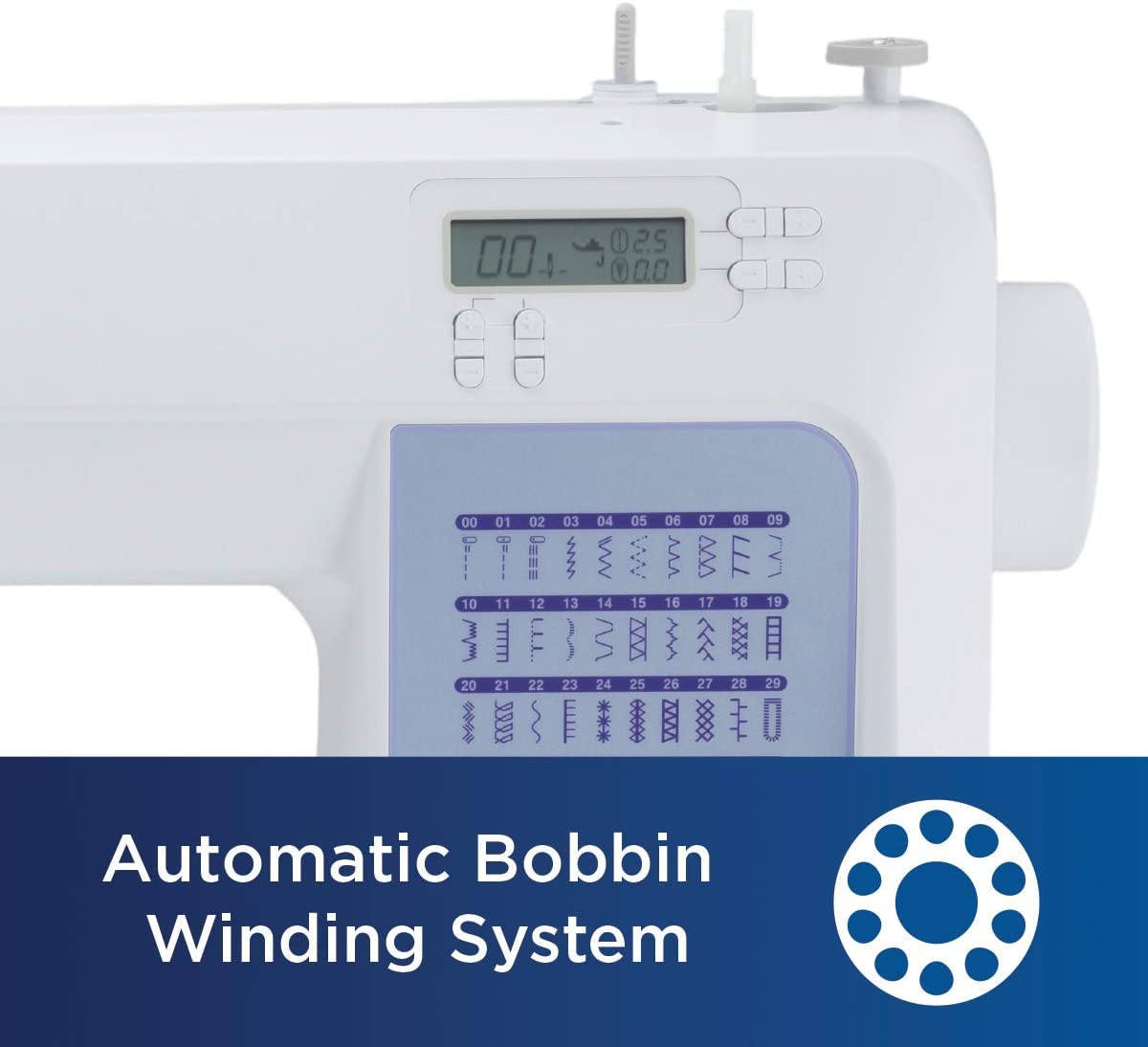 Brother CS5055 Computerized Sewing Machine, 60 Built-in Stitches, LCD Display, 7 Included Feet, White