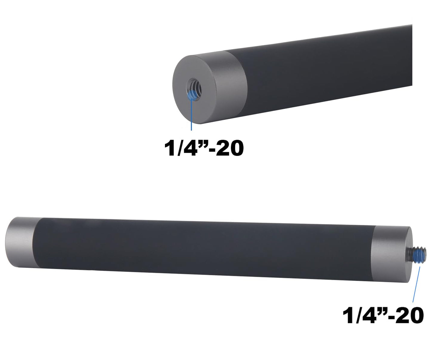 Rigdance 1/4" 15cm/5.9 inch 1/4" (2PCS) Aluminium Thread Extension Rod Mount, Camera Extension Rod for Dash Cam, Action