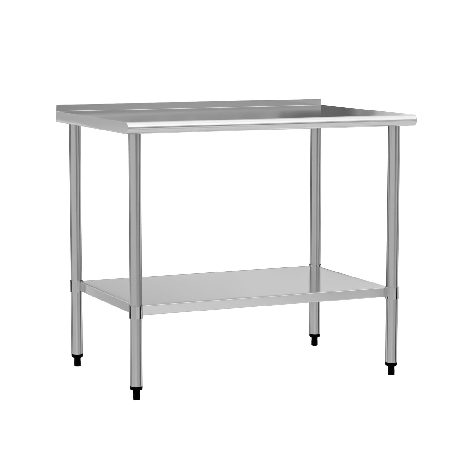 Chingoo Stainless Steel Work Table 30x48 Inch with Adjustable Undershelf & Backsplash, Heavy-Duty Prep Table for Commercial Kitchen, Restaurant, Garage, Outdoor