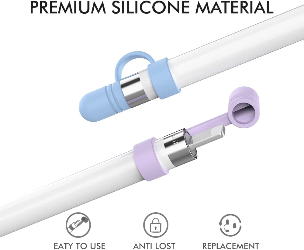 AHASTYLE 1st 3 Pack 1st Silicone Cap for Apple Pencil Generation Anti-Lost Apple Pencil Cap Cover Accessories