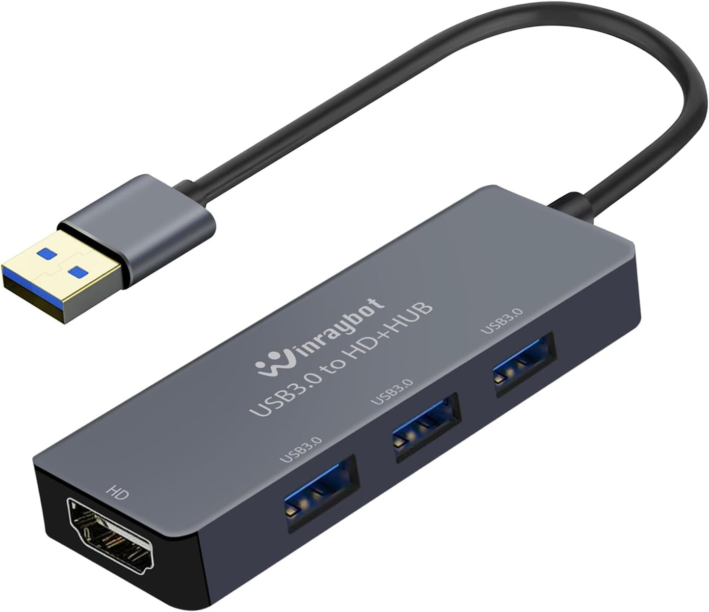 WinRaybot 1080P@60Hz 3 3.0 USB Hub with HDMI Extended Monitor Display with Port USB Hub,Mirror & Extend Display Mode