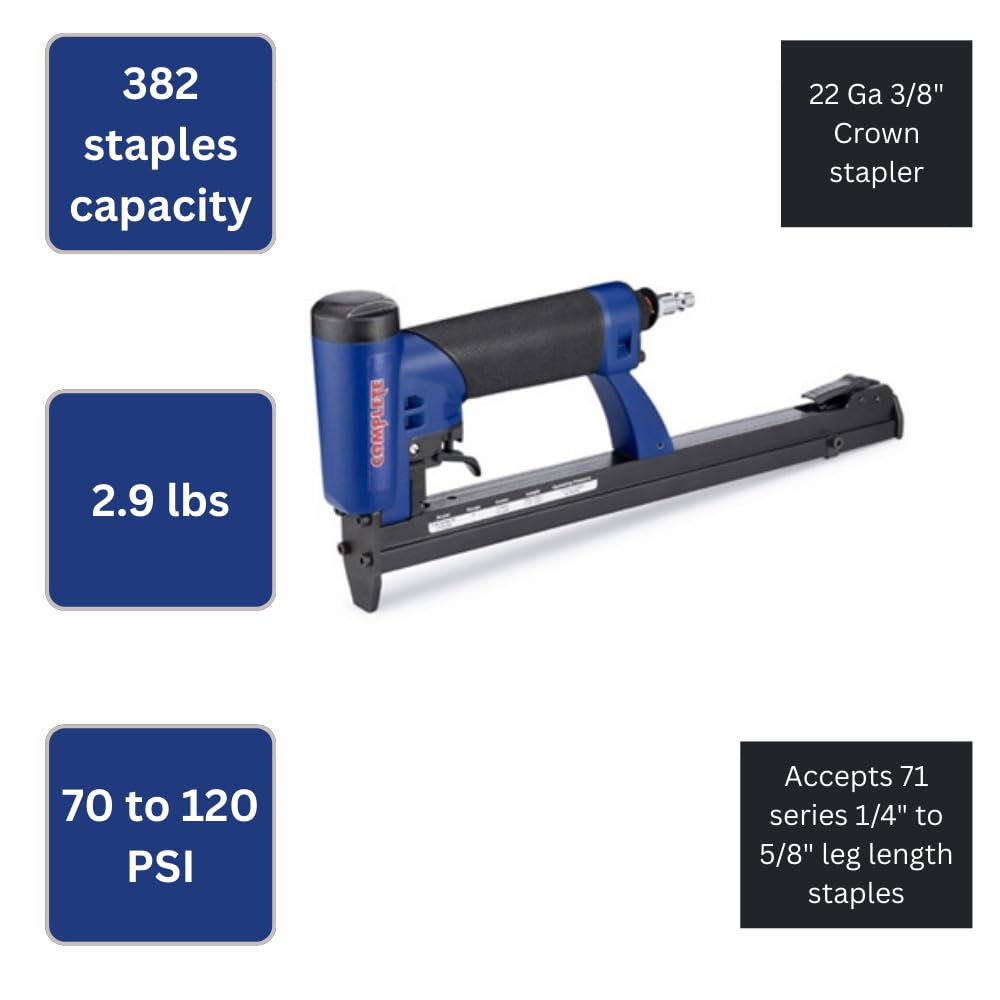Complete C-7116LMA ProGrade 71 Series Auto-Fire Stapler with Long Magazine for 22 Gauge 3/8" Crown Staples Senco C Type, Accepts 1/4" to 5/8" Staples, Ideal for Upholstery, Furniture Assembly