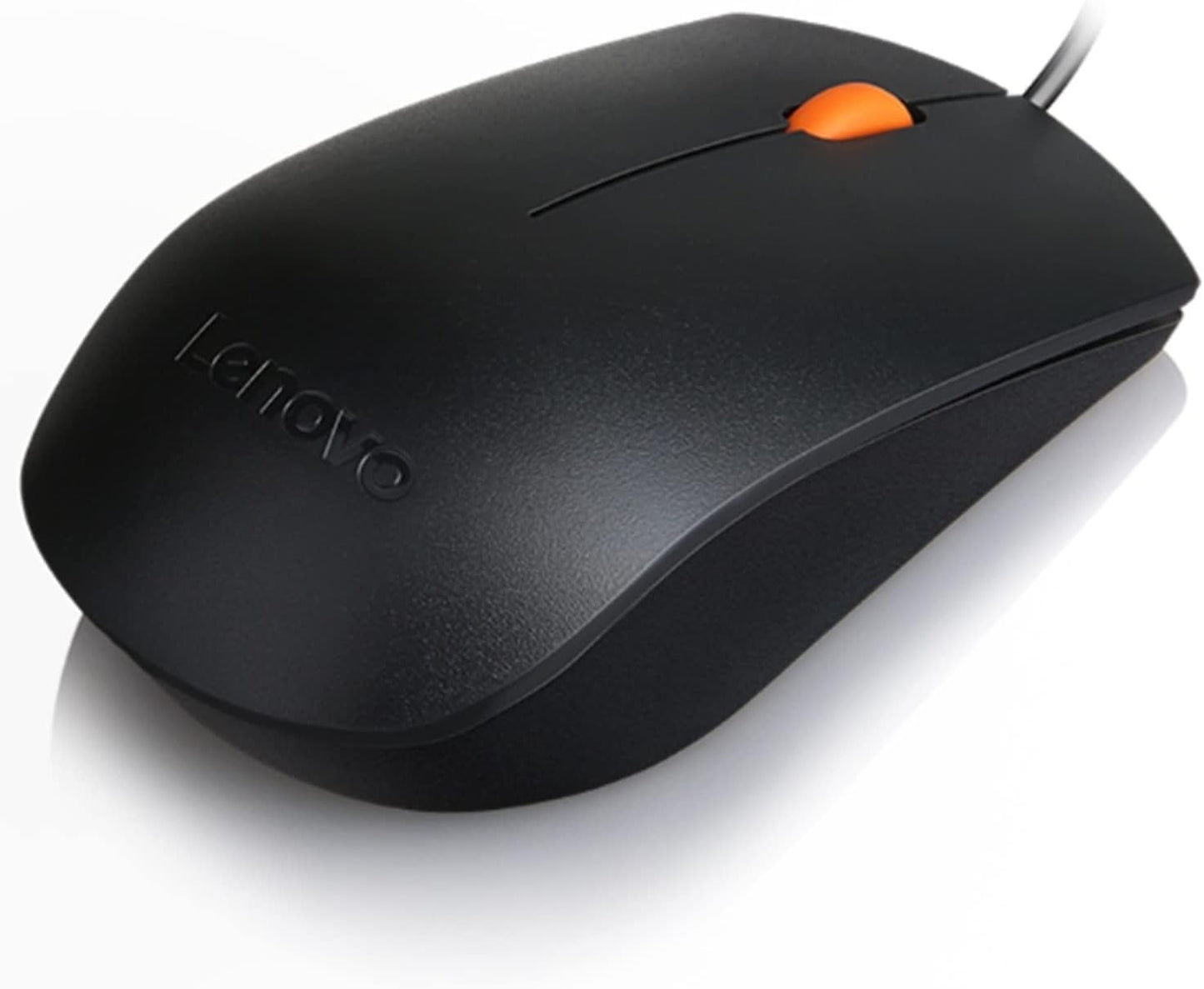 Lenovo 300 1600 3-Button USB Wired Computer Mouse - Full Size Optical Ambidextrous Mouse with DPI, Reliable USB-A Wired