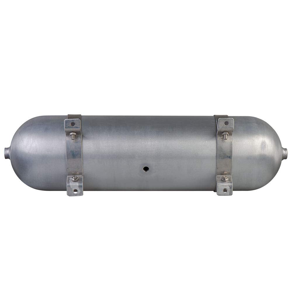 ZHSYMX Air 3.7 Gallon (14 Liter) 5 Ports Seamless Aluminum Air Tank for Air Ride Suspension Car Train Truck Horn Silver