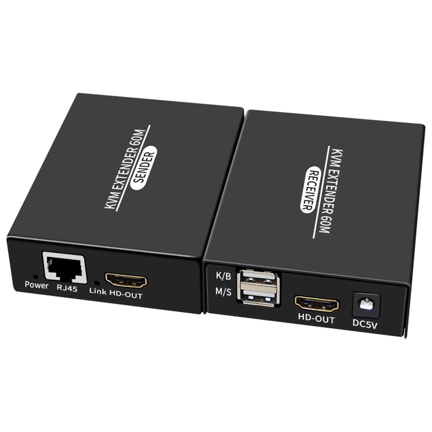 XYKJOBC 60M Cat5e Cat6 1080P HDMI KVM Extender Over HDMI USB KVM Extender Transmit with Loop Out Support USB Keyboard
