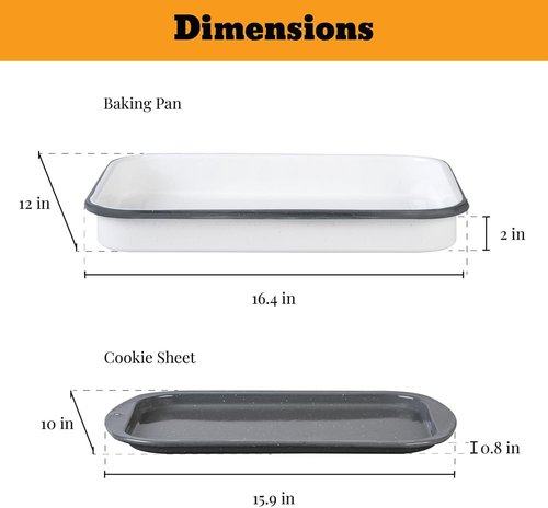 Granite Ware 8-Piece Healthy Bakeware Set - Enameled Steel Baking Sheets & Pans | Oven & Camping Friendly
