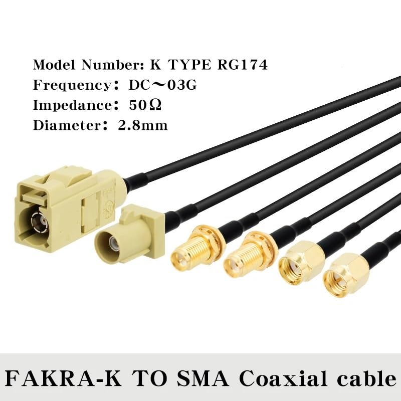 bodateng RG174 50Ohm Cable(9.84ft-3m) LIHUA Fakra K Male/Female Coaxial Cable for Car Satellite GSM Cellular for Car