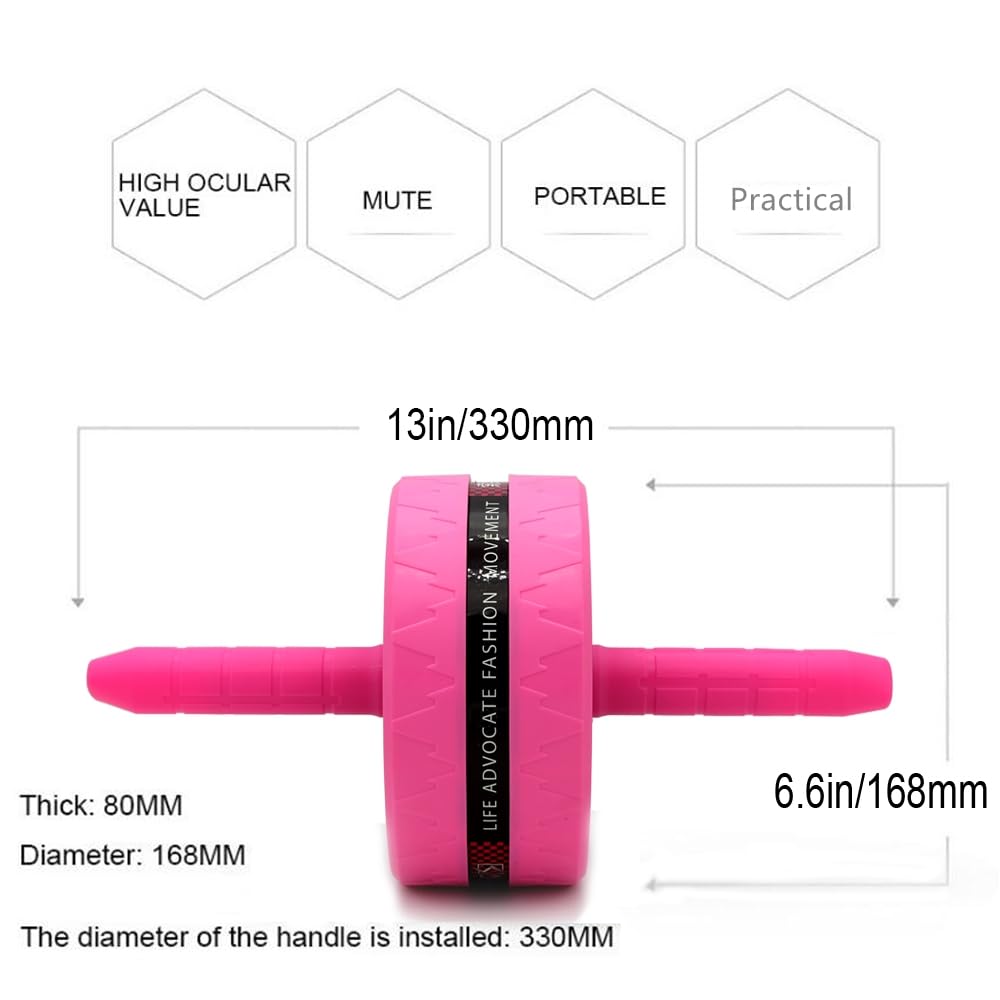 BiJun Ab Roller Wheel for Abs Workout - Complete Home Gym Set with AB Wheel Roller, Knee Mat, and Jump Rope (Pink)