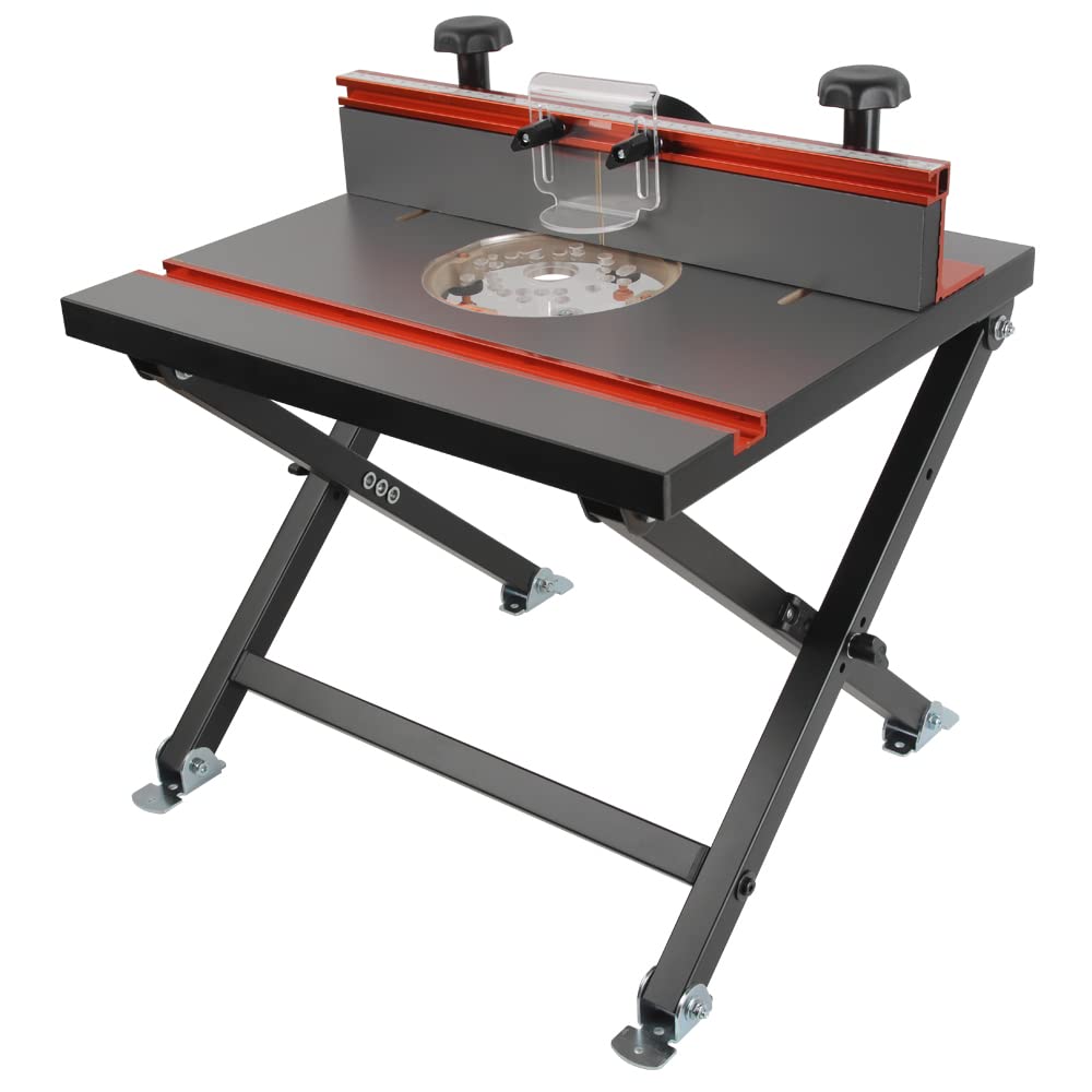 O'SKOOL Quick Convertible and Foldable Benchtop Trim Router Table with Insert Plate Kit, RTS10