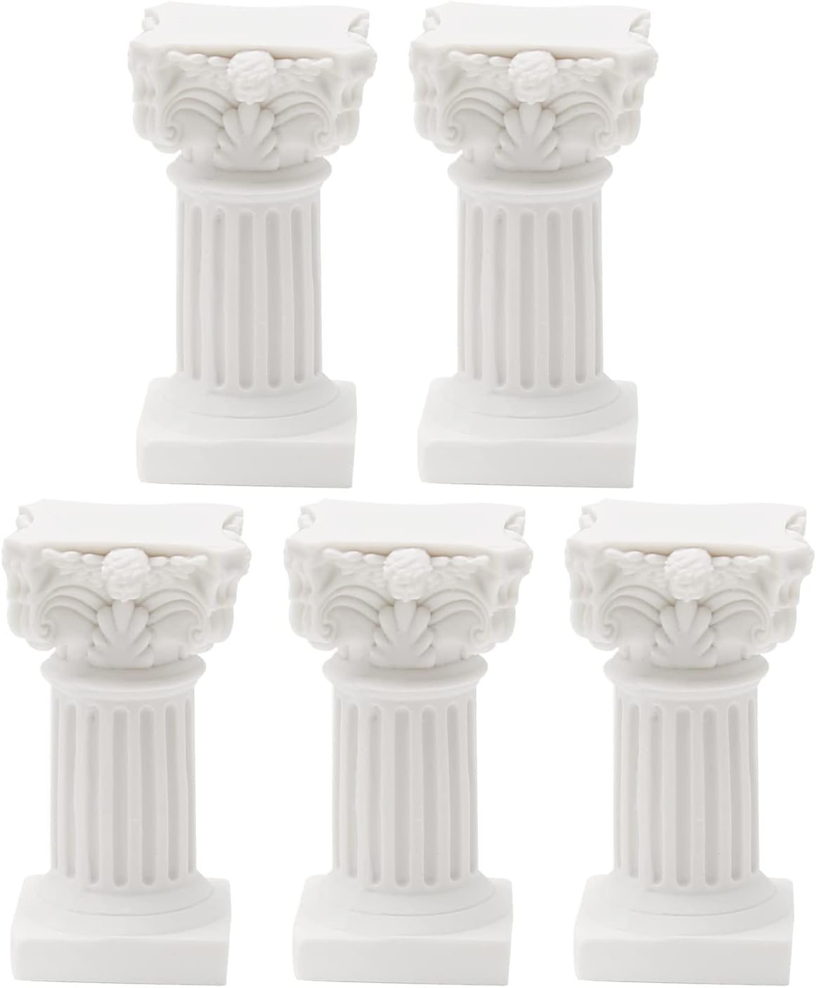 Saihisday Mini Roman Pillar Greek Columns - 5Pcs Resin Christmas Decorations | Elegant Wedding Table Ornaments, 1.18" x 1.18" x 2.56" (White)